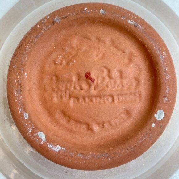 The Original Apple Baker Home Sponge Green On White Rim Redware Baking Dish - Picture 6 of 6